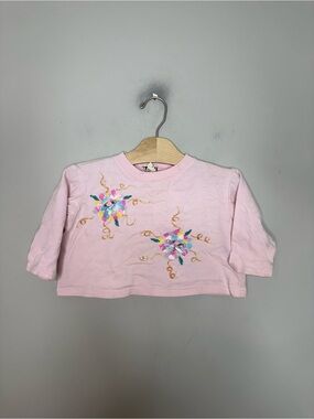 $14 ADD ON Vintage 3T 3Y 3 girls tee MADE IN USA top OshKosh floral HAND PAINTED